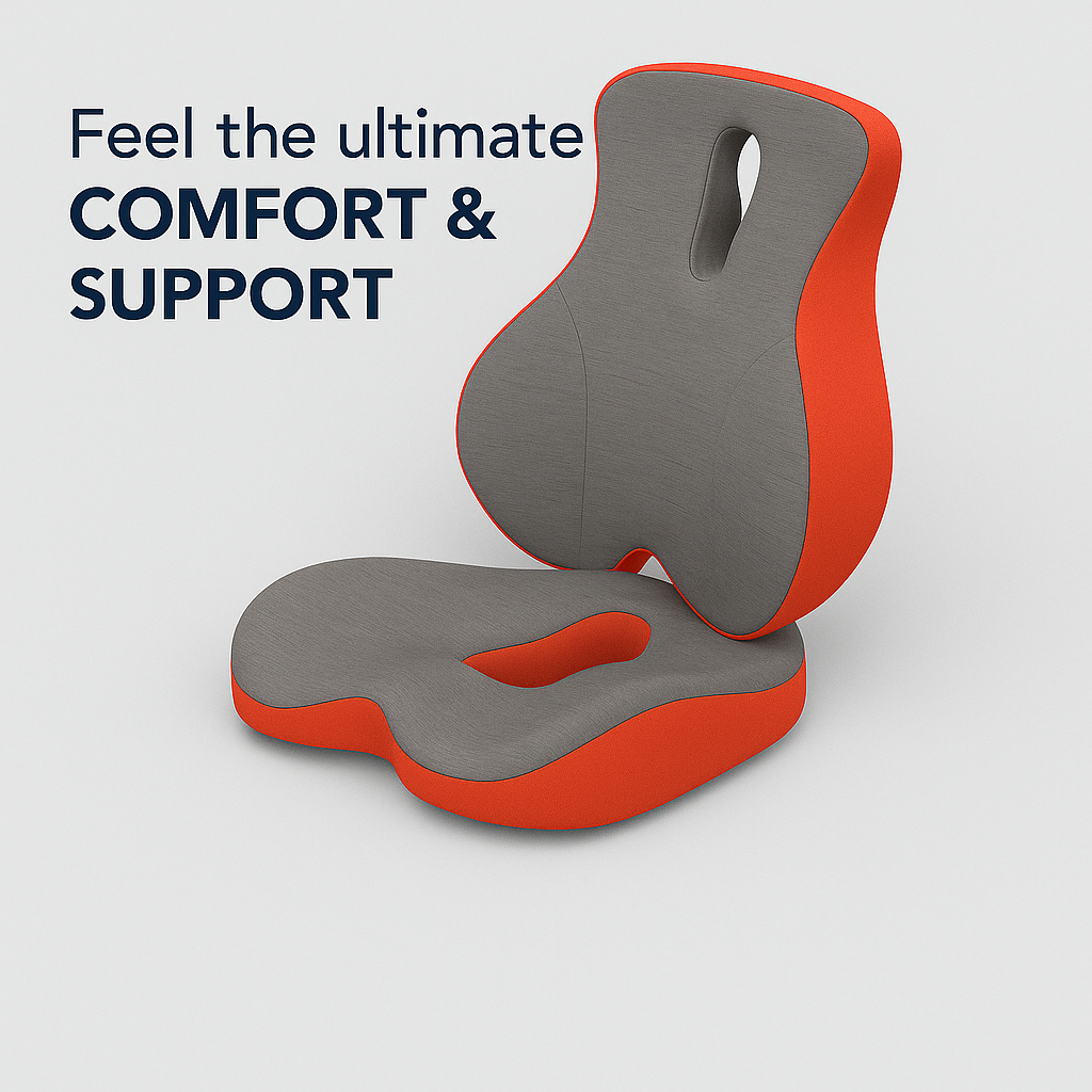 Venvora™ Ergonomic Memory Foam Seat & Back Cushion Set – Ultimate Posture and Comfort Support
