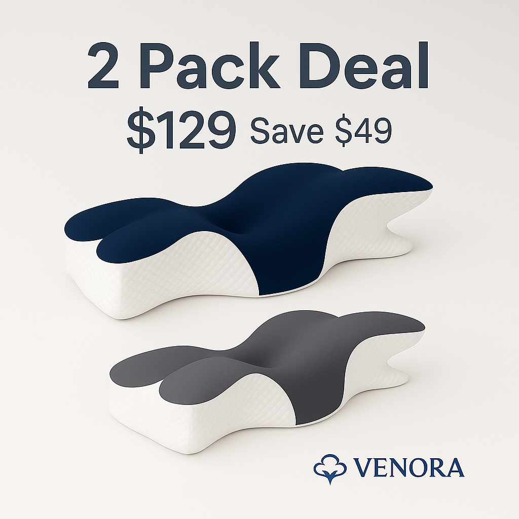 💤VENVORA™ Memory Foam Pillow – Single or 2-Pack (Save $49!)