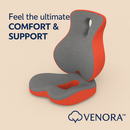 Venvora™ Ergonomic Memory Foam Seat & Back Cushion Set – Ultimate Posture and Comfort Support